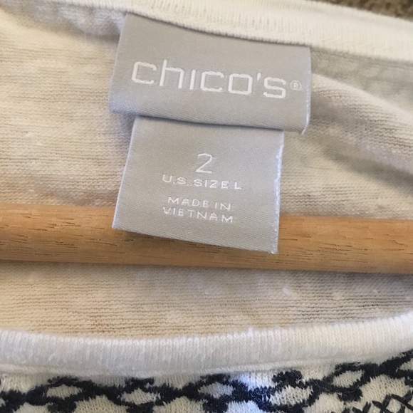Chico’s Linen Embroidered White Top Size 2 (L) - Picture 5 of 6